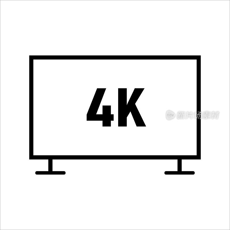 4k tv icon vector. outline style icon